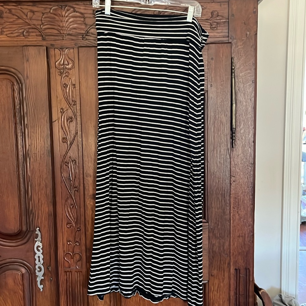 J. Crew black and white stripe max skirt